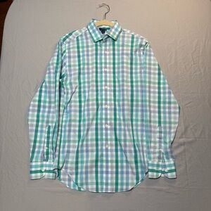 J. Crew Teal and White Plaid Button Down Shirt